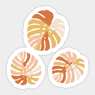 Color Block Monstera Leaves in Rust Sticker